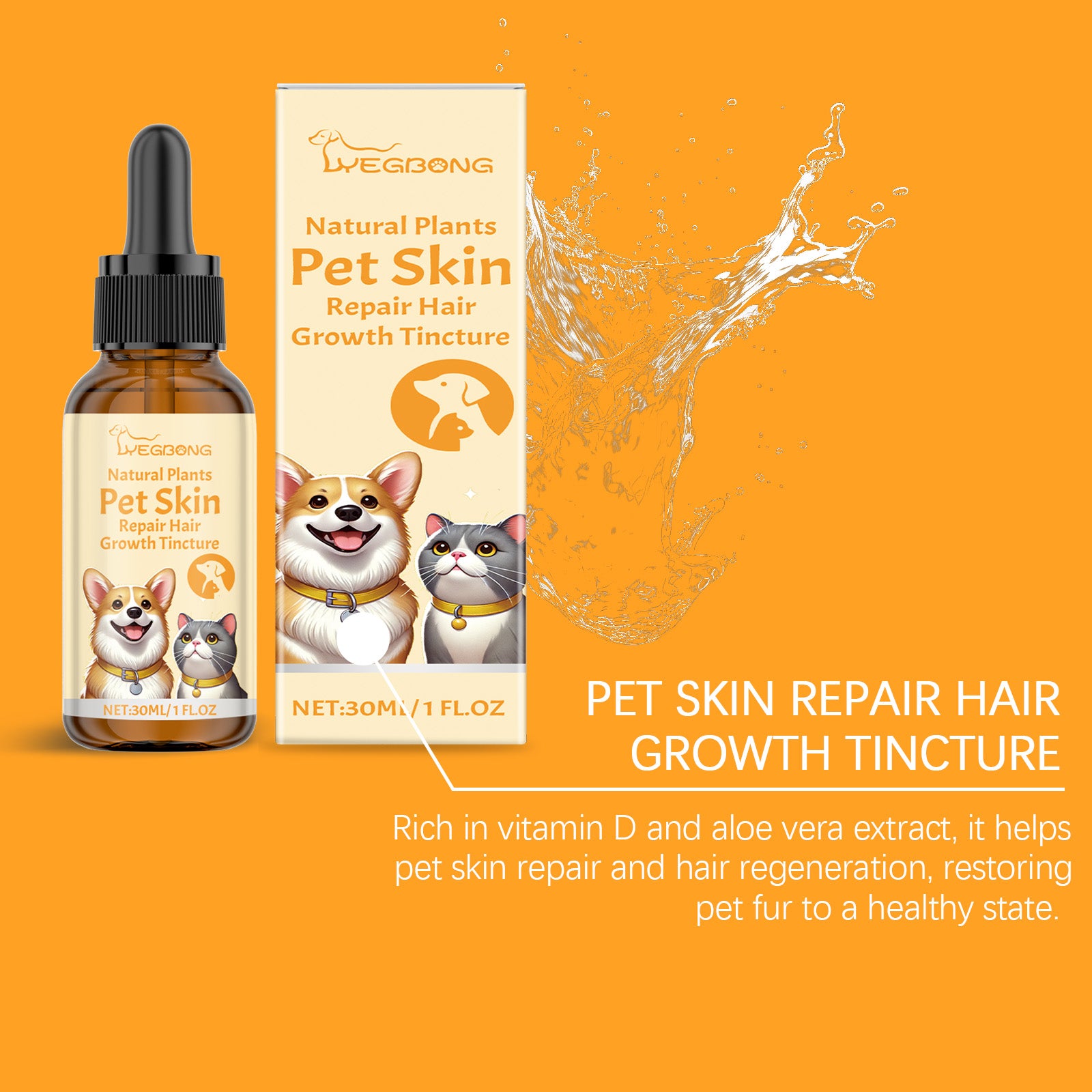Pet Skin Repair Drops, Cat And Dog Skin Repair Hair Nutrition Massage Care Agent