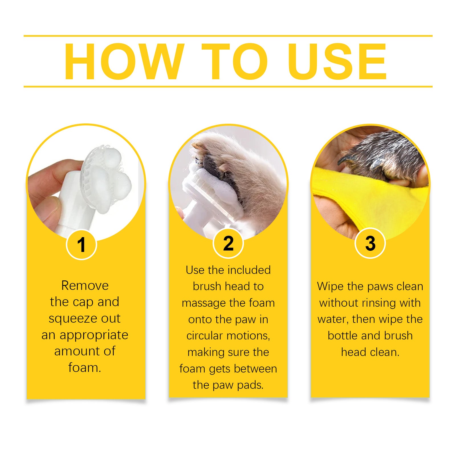 Pet Foot Foam Cleanser Deep Cleaning Dog And Cat Foot Care Moisturizing with brush