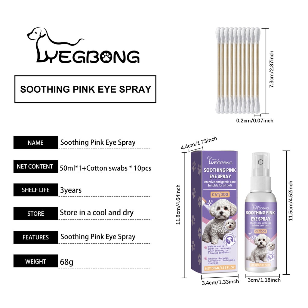 Pet Eye Care Spray Gently Cleans Tear-Stained Pet Eye Moisturizing Spray