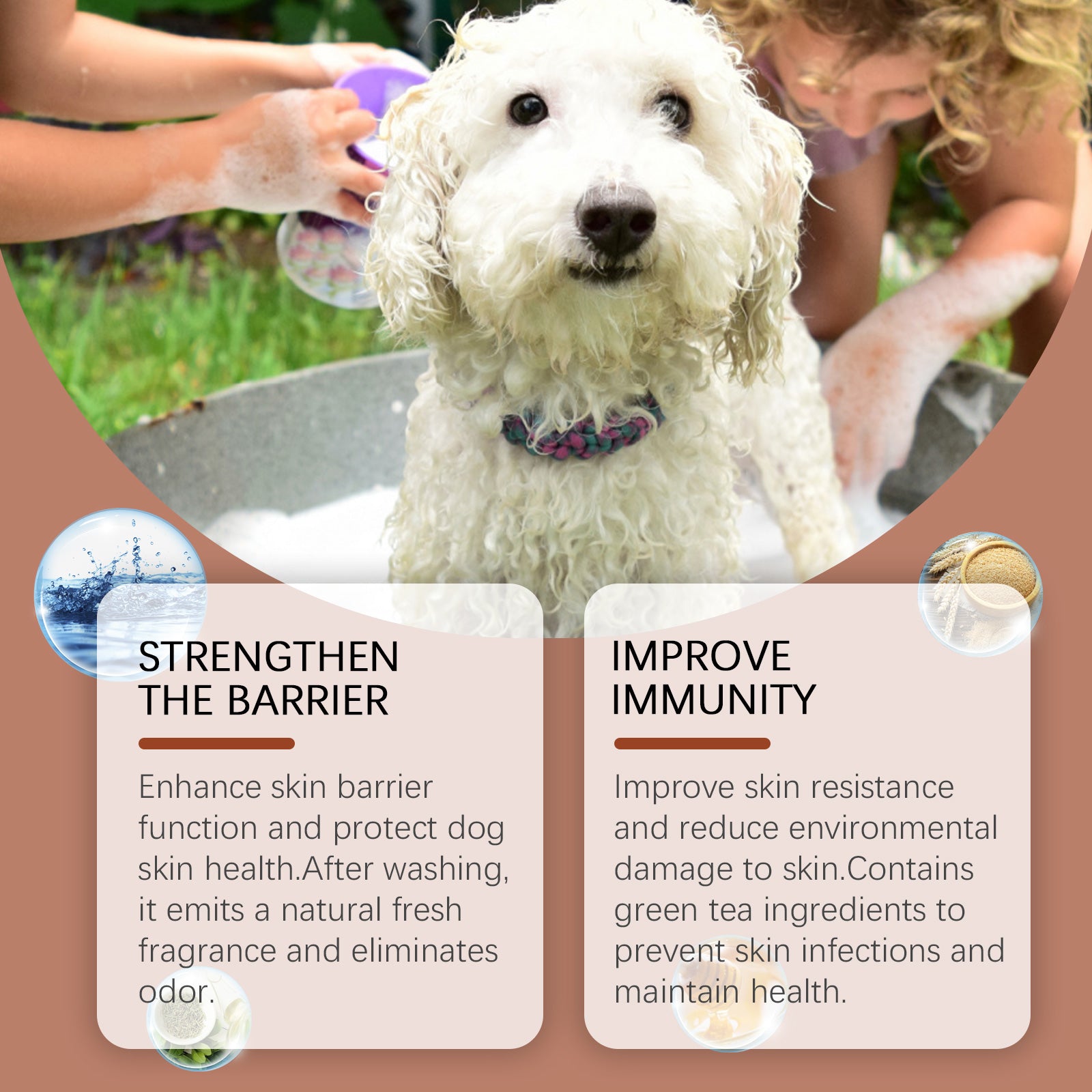 Shampoo For Dogs Gentle Cleansing Shampoo For Dog Hair Moist, Smooth, Relaxed And Tangle-Free with Green Tea, Shea Butter and Honey